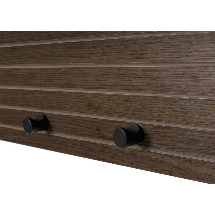 Wandgarderobe HWC-N78, 2 Kleiderstangen 4 Haken, skandinavischer Stil Metall Holz Melamin MVG 20x80x27cm ~ dunkelbraun