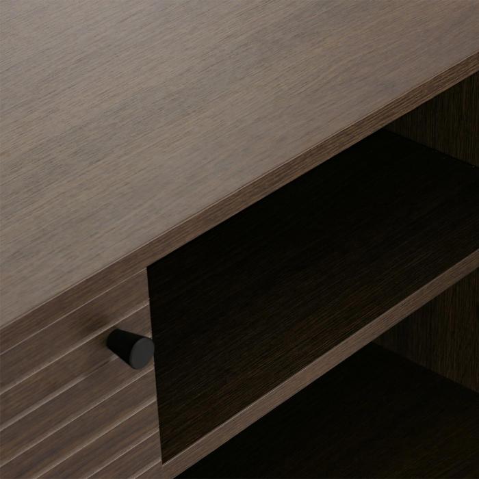Garderobenkommode HWC-N78, Kommode Schrank, skandinavischer Stil Metall Holz Melamin MVG 53x94x35cm ~ dunkelbraun