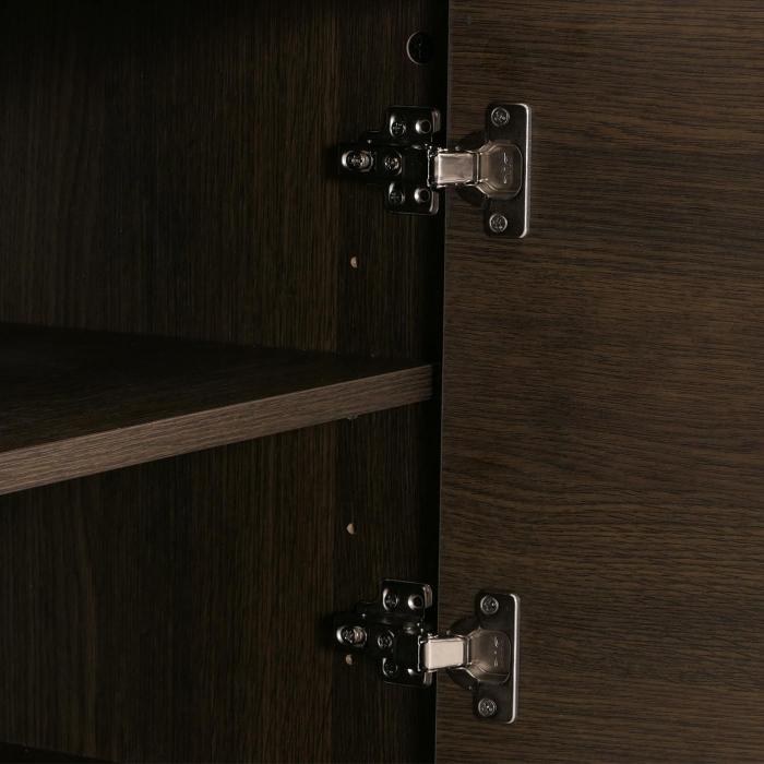 Garderobenkommode HWC-N78, Kommode Schrank, skandinavischer Stil Metall Holz Melamin MVG 53x94x35cm ~ dunkelbraun