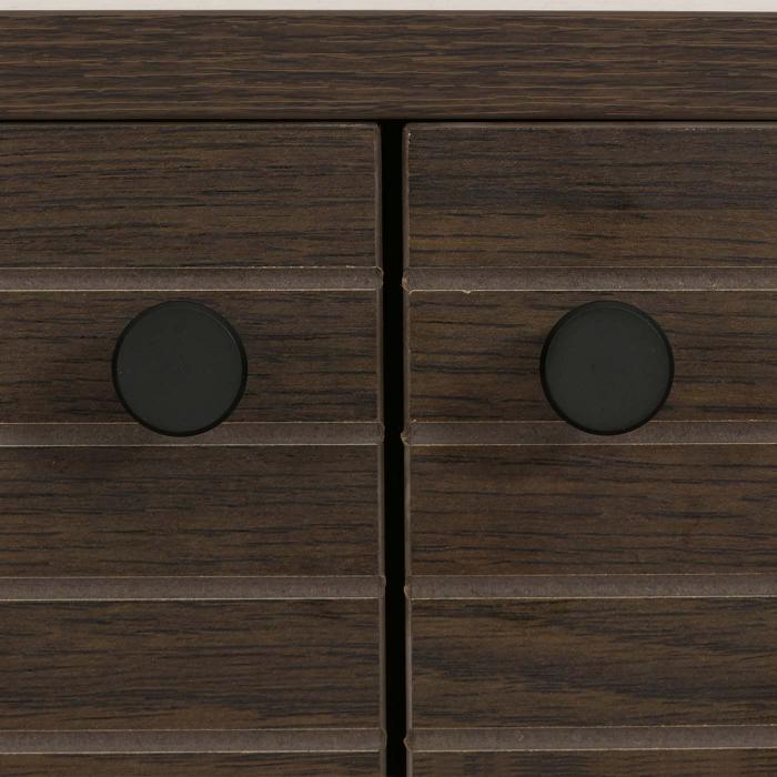 Garderobenkommode HWC-N78, Kommode Schrank, skandinavischer Stil Metall Holz Melamin MVG 53x94x35cm ~ dunkelbraun