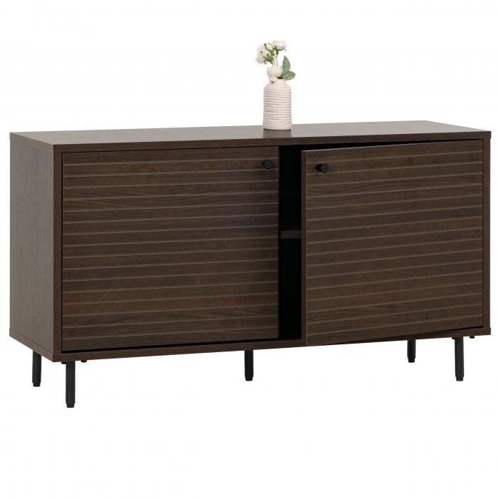 Garderobenkommode HWC-N78, Kommode Schrank, skandinavischer Stil Metall Holz Melamin MVG 53x94x35cm ~ dunkelbraun