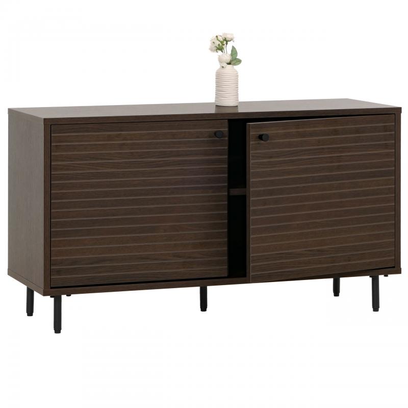 Garderobenkommode HWC-N78, Kommode Schrank, skandinavischer Stil Metall Holz Melamin MVG 53x94x35cm ~ dunkelbraun