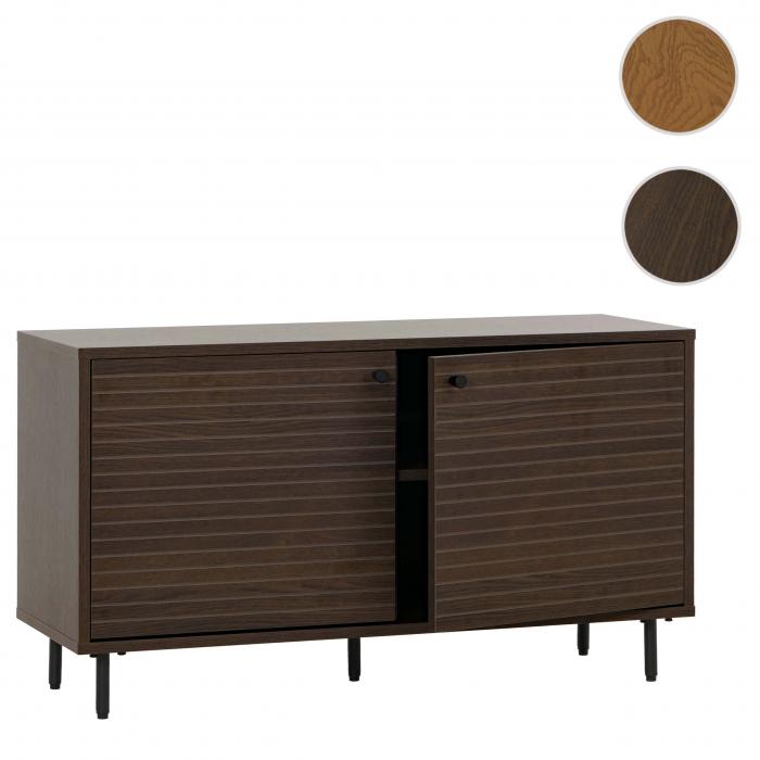 Garderobenkommode HWC-N78, Kommode Schrank, skandinavischer Stil Metall Holz Melamin MVG 53x94x35cm ~ dunkelbraun