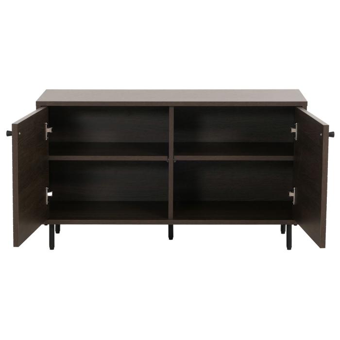 Garderobenkommode HWC-N78, Kommode Schrank, skandinavischer Stil Metall Holz Melamin MVG 53x94x35cm ~ dunkelbraun