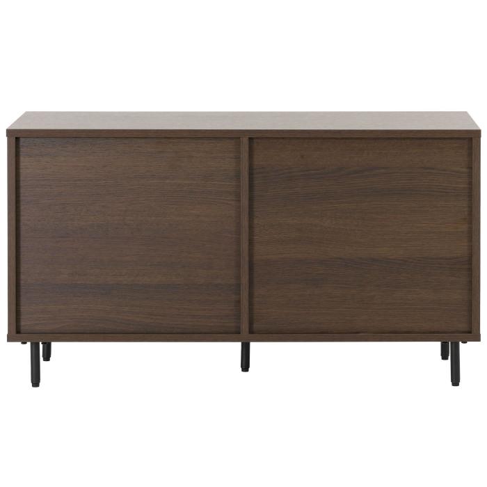 Garderobenkommode HWC-N78, Kommode Schrank, skandinavischer Stil Metall Holz Melamin MVG 53x94x35cm ~ dunkelbraun