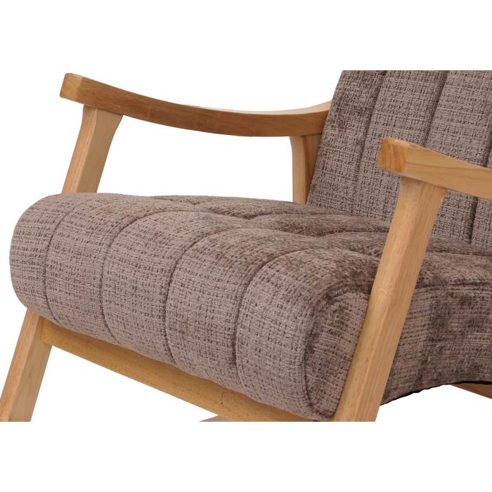 Schaukelstuhl HWC-K10, Relaxsessel, Holz FSC Stoff/Textil Chenille (465g/m) ~ braun, Gestell natur