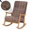 Schaukelstuhl HWC-K10, Relaxsessel, Holz FSC Stoff/Textil Chenille (465g/m) ~ braun, Gestell natur