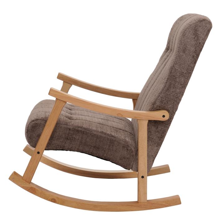 Schaukelstuhl HWC-K10, Relaxsessel, Holz FSC Stoff/Textil Chenille (465g/m) ~ braun, Gestell natur