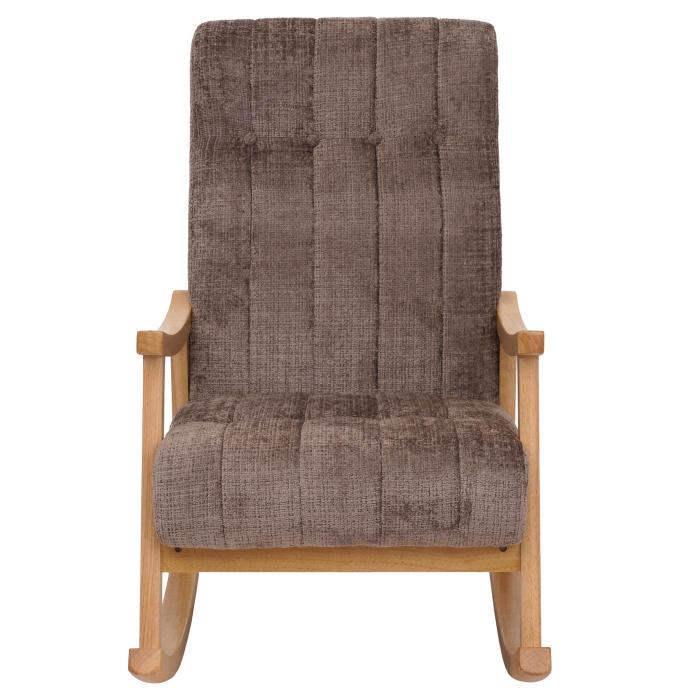 Schaukelstuhl HWC-K10, Relaxsessel, Holz FSC Stoff/Textil Chenille (465g/m) ~ braun, Gestell natur