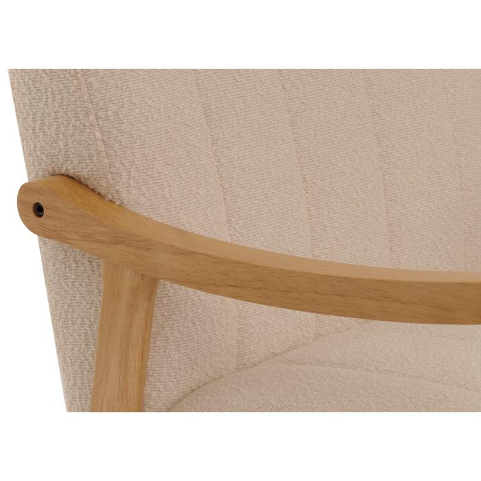 Schaukelstuhl HWC-K10, Relaxsessel, Holz FSC Stoff/Textil Boucl (450g/m) ~ beige, Gestell natur
