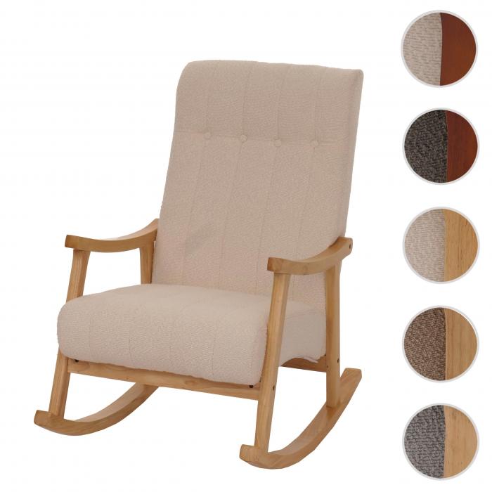 Schaukelstuhl HWC-K10, Relaxsessel, Holz FSC Stoff/Textil Boucl (450g/m) ~ beige, Gestell natur