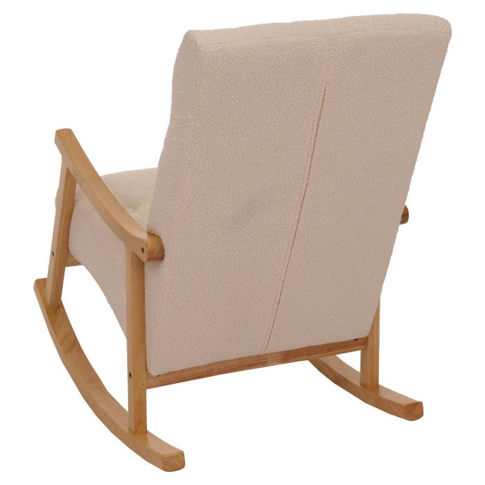 Schaukelstuhl HWC-K10, Relaxsessel, Holz FSC Stoff/Textil Boucl (450g/m) ~ beige, Gestell natur