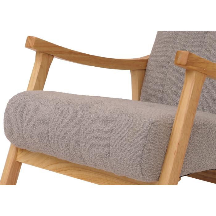 Schaukelstuhl HWC-K10, Relaxsessel, Holz FSC Stoff/Textil Boucl (450g/m) ~ grau, Gestell natur