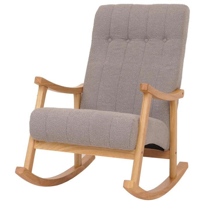 Schaukelstuhl HWC-K10, Relaxsessel, Holz FSC Stoff/Textil Boucl (450g/m) ~ grau, Gestell natur