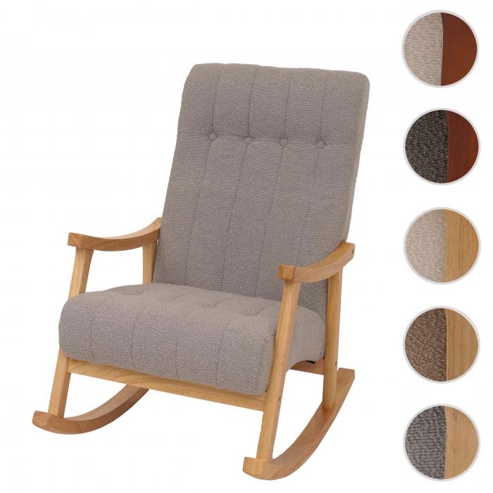 Schaukelstuhl HWC-K10, Relaxsessel, Holz FSC Stoff/Textil Boucl (450g/m) ~ grau, Gestell natur