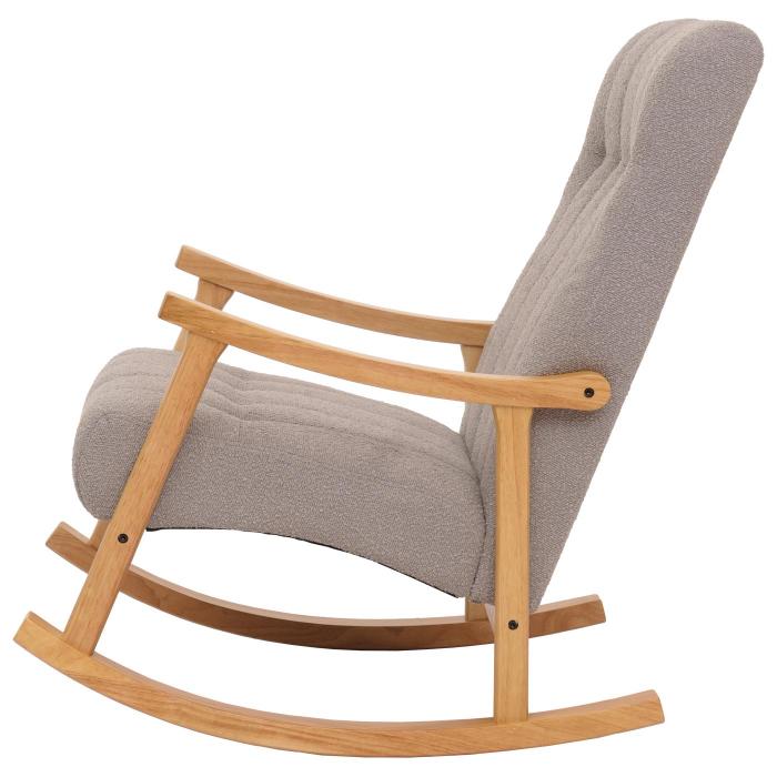Schaukelstuhl HWC-K10, Relaxsessel, Holz FSC Stoff/Textil Boucl (450g/m) ~ grau, Gestell natur