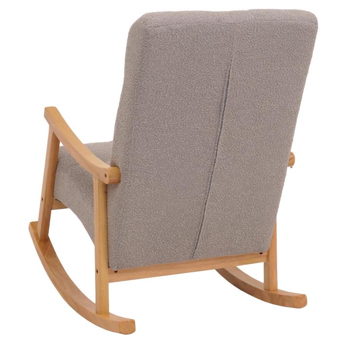 Schaukelstuhl HWC-K10, Relaxsessel, Holz FSC Stoff/Textil Boucl (450g/m) ~ grau, Gestell natur