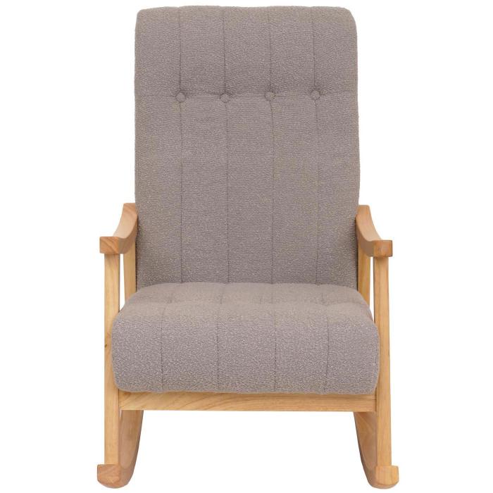 Schaukelstuhl HWC-K10, Relaxsessel, Holz FSC Stoff/Textil Boucl (450g/m) ~ grau, Gestell natur