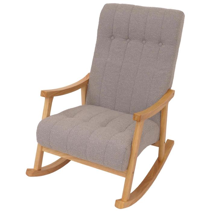 Schaukelstuhl HWC-K10, Relaxsessel, Holz FSC Stoff/Textil Boucl (450g/m) ~ grau, Gestell natur