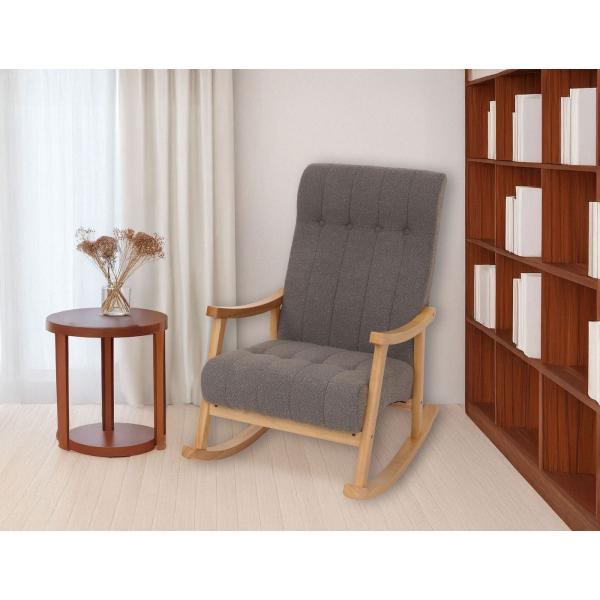 Stimmungsbild fr Produkt Schaukelstuhl HWC-K10, Relaxsessel, Holz FSC Stoff/Textil Boucl (450g/m) ~ dunkelgrau, Gestell natur
