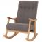 Schaukelstuhl HWC-K10, Relaxsessel, Holz FSC Stoff/Textil Boucl (450g/m) ~ dunkelgrau, Gestell natur