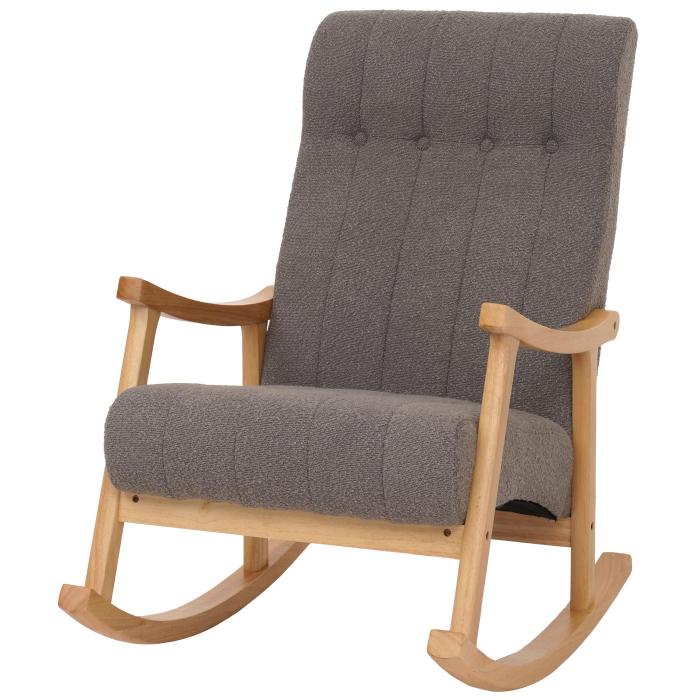 Schaukelstuhl HWC-K10, Relaxsessel, Holz FSC Stoff/Textil Boucl (450g/m) ~ dunkelgrau, Gestell natur