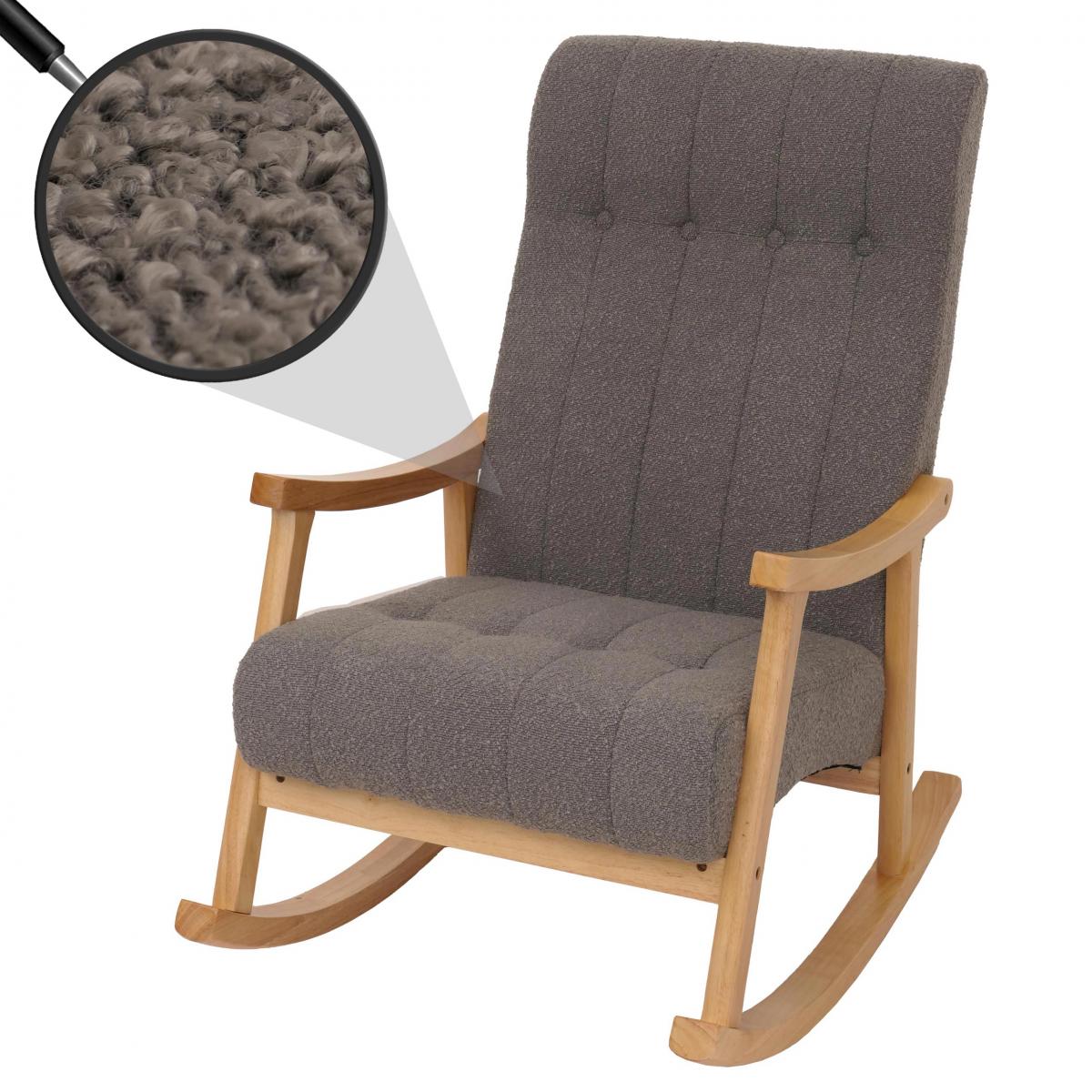Schaukelstuhl HWC-K10, Relaxsessel, Holz FSC Stoff/Textil Boucl (450g/m) ~ dunkelgrau, Gestell natur