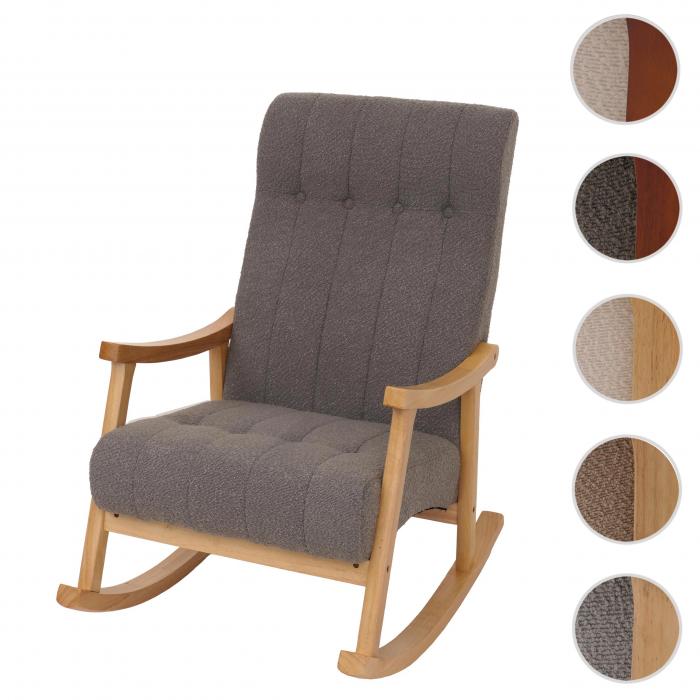 Schaukelstuhl HWC-K10, Relaxsessel, Holz FSC Stoff/Textil Boucl (450g/m) ~ dunkelgrau, Gestell natur
