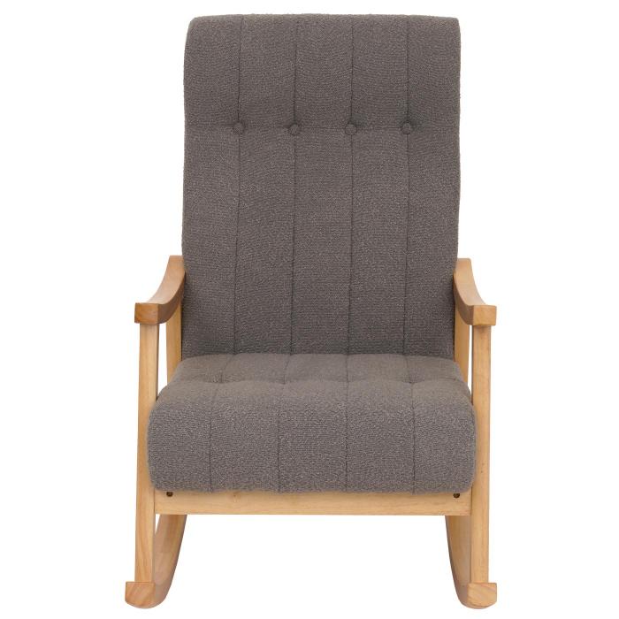 Schaukelstuhl HWC-K10, Relaxsessel, Holz FSC Stoff/Textil Boucl (450g/m) ~ dunkelgrau, Gestell natur