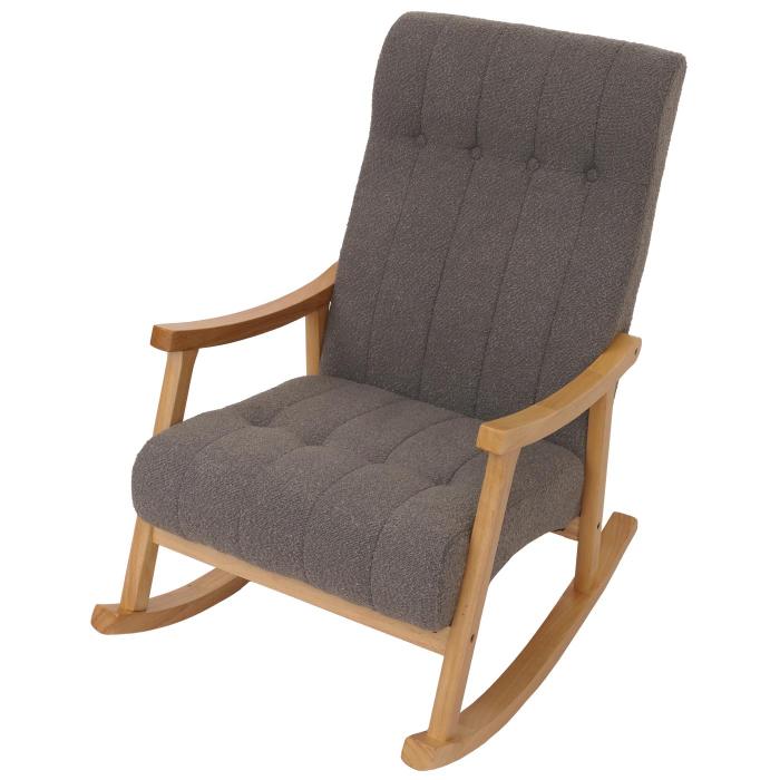 Schaukelstuhl HWC-K10, Relaxsessel, Holz FSC Stoff/Textil Boucl (450g/m) ~ dunkelgrau, Gestell natur