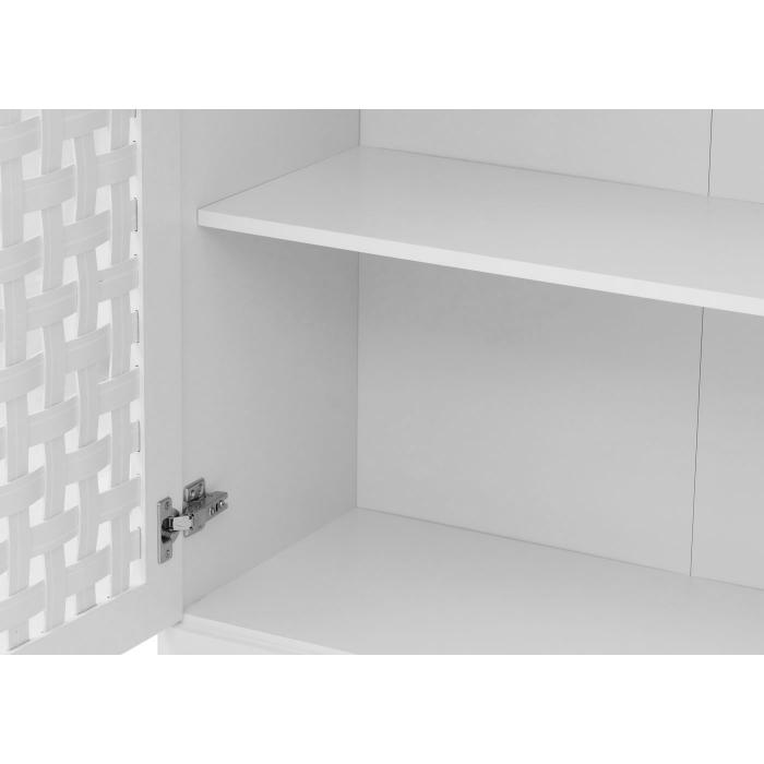 Schrank HWC-N87, Wohnzimmerschrank, 3D-Flecht-Design 2 Tren 3 Staufcher 2 Schubladen Soft-Close, 138x80x36cm ~ wei