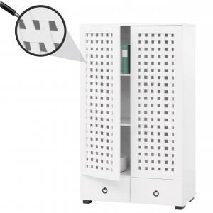 Schrank HWC-N87, Wohnzimmerschrank, 3D-Flecht-Design 2 Tren 3 Staufcher 2 Schubladen Soft-Close, 138x80x36cm ~ wei
