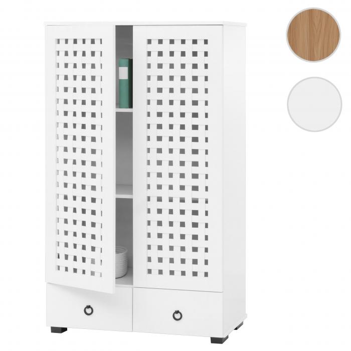 Schrank HWC-N87, Wohnzimmerschrank, 3D-Flecht-Design 2 Tren 3 Staufcher 2 Schubladen Soft-Close, 138x80x36cm ~ wei