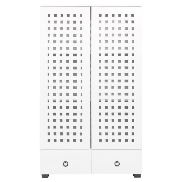 Schrank HWC-N87, Wohnzimmerschrank, 3D-Flecht-Design 2 Tren 3 Staufcher 2 Schubladen Soft-Close, 138x80x36cm ~ wei