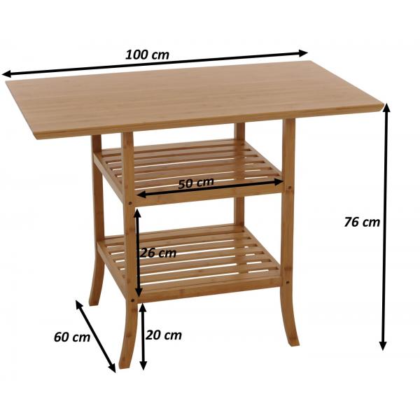 Bemaungsbild fr Produkt Bambus Tisch HWC-N84, Balkontisch Beistelltisch Esszimmertisch Mehrzwecktisch, FSC-zertifiziert 100x60cm