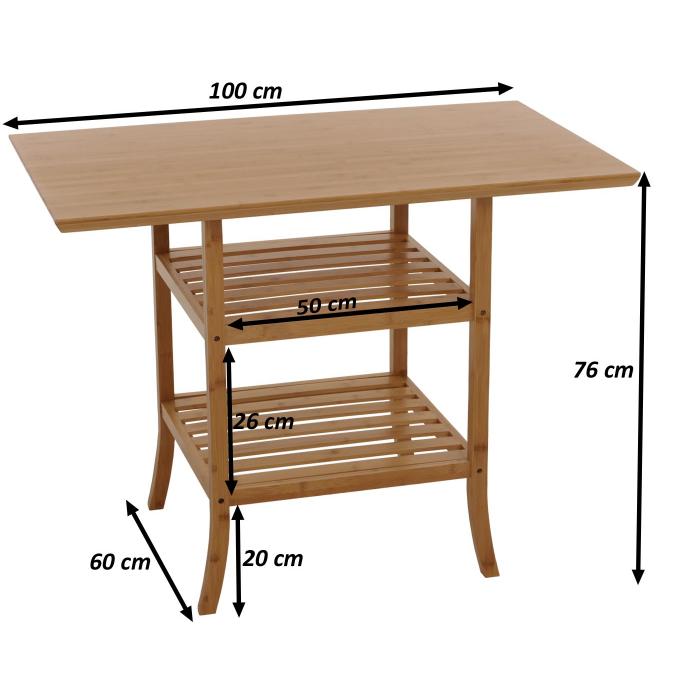 Bambus Tisch HWC-N84, Balkontisch Beistelltisch Esszimmertisch Mehrzwecktisch, FSC-zertifiziert 100x60cm