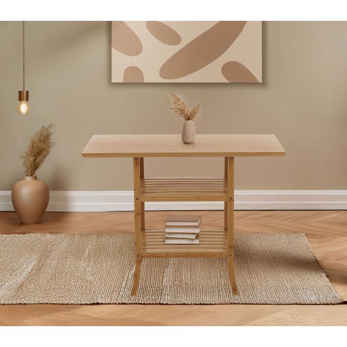 Bambus Tisch HWC-N84, Balkontisch Beistelltisch Esszimmertisch Mehrzwecktisch, FSC-zertifiziert 100x60cm