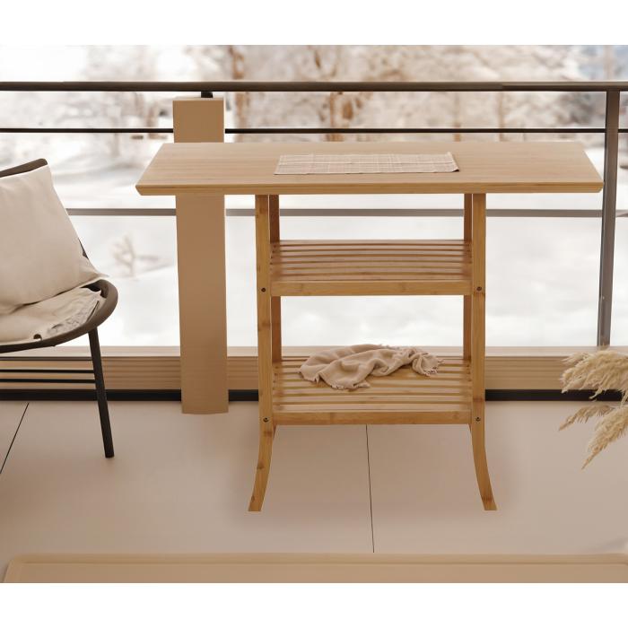 Bambus Tisch HWC-N84, Balkontisch Beistelltisch Esszimmertisch Mehrzwecktisch, FSC-zertifiziert 100x60cm