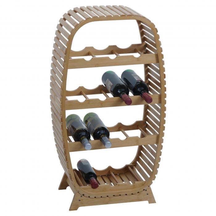Bambus Weinregal HWC-N85, Weinstnder Flaschenregal fr 14 Flaschen, FSC-zertifiziert 85x46x25cm
