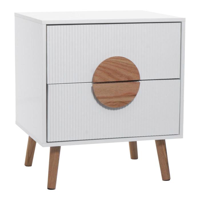 Nachttisch HWC-N89, Kommode Beistelltisch Nachtschrank, 3D-Design Schublade Melamin Holz, 55x48x41cm ~ wei