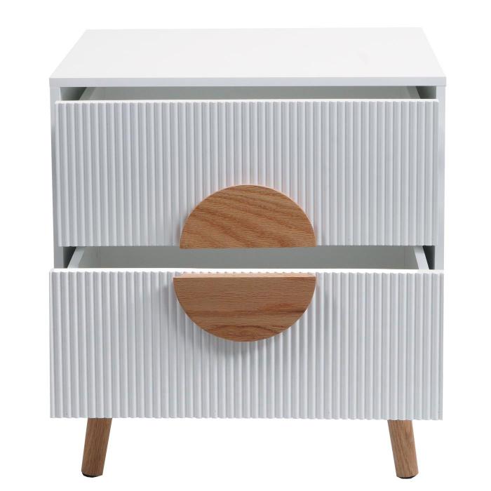 Nachttisch HWC-N89, Kommode Beistelltisch Nachtschrank, 3D-Design Schublade Melamin Holz, 55x48x41cm ~ wei
