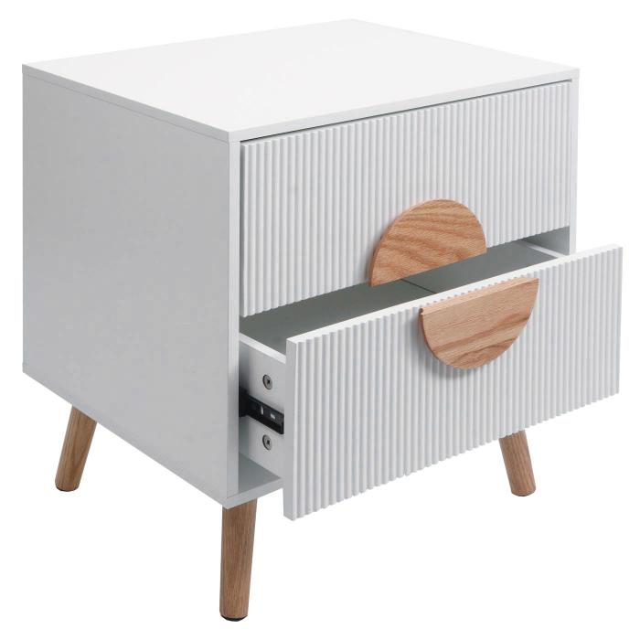 Nachttisch HWC-N89, Kommode Beistelltisch Nachtschrank, 3D-Design Schublade Melamin Holz, 55x48x41cm ~ wei
