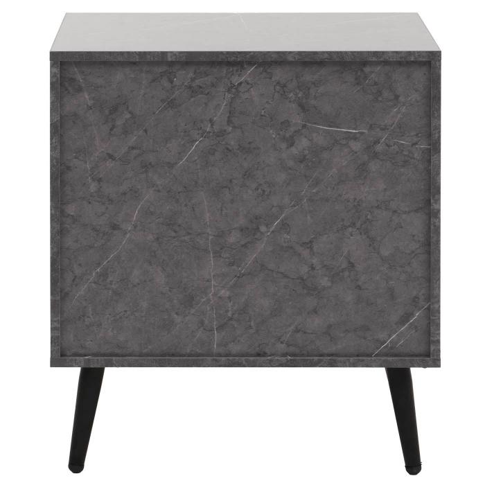 Nachttisch HWC-N89, Kommode Beistelltisch Nachtschrank, 3D-Design Schublade Melamin Holz, 55x48x41cm ~ Marmor-Optik grau