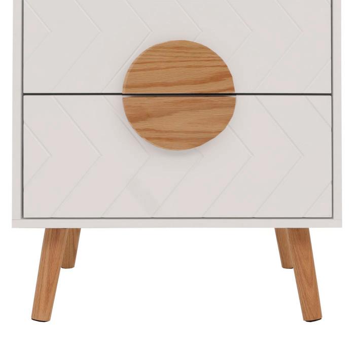 Nachttisch HWC-N89, Kommode Beistelltisch Nachtschrank, Schublade Fischgrtenmuster Melamin Holz, 55x48x40cm ~ wei
