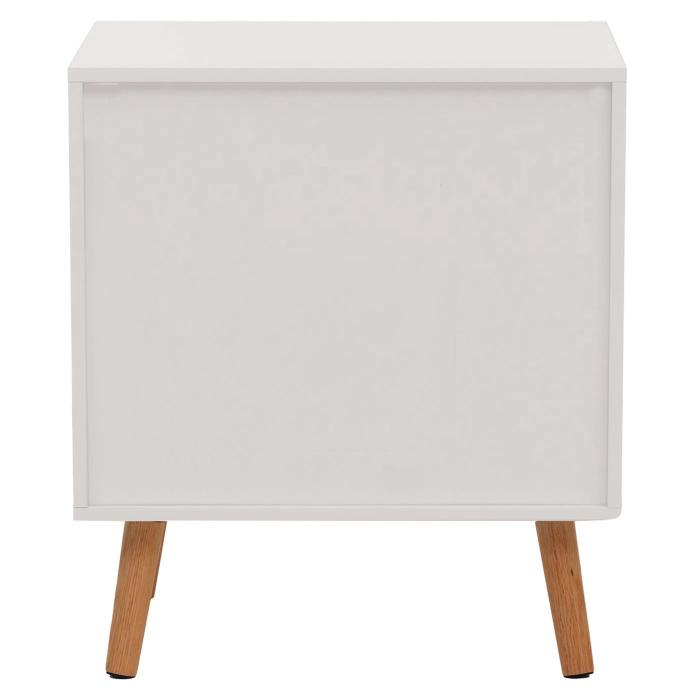 Nachttisch HWC-N89, Kommode Beistelltisch Nachtschrank, Schublade Fischgrtenmuster Melamin Holz, 55x48x40cm ~ wei