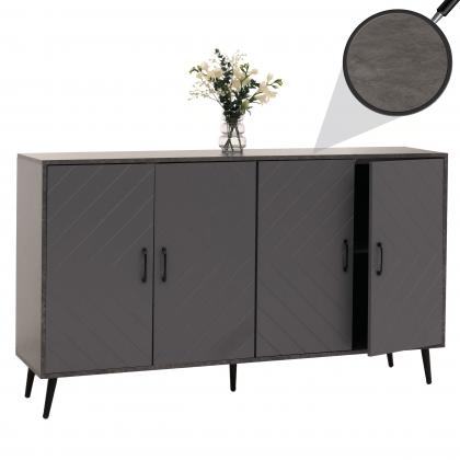 Sideboard HWC-N89, Kommode Schrank Highboard Anrichte, Fischgrtenmuster Melamin Holz, 88x150x40cm ~ Marmor-Optik grau