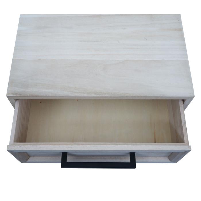Nachttisch HWC-N91, Kommode Beistelltisch Nachtschrank Schrank, Schublade Shabby-Look Paulownia Holz 59x43x36cm ~ natur
