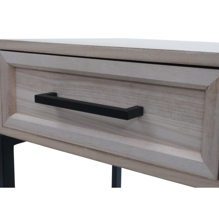 Nachttisch HWC-N91, Kommode Beistelltisch Nachtschrank Schrank, Schublade Shabby-Look Paulownia Holz 59x43x36cm ~ natur
