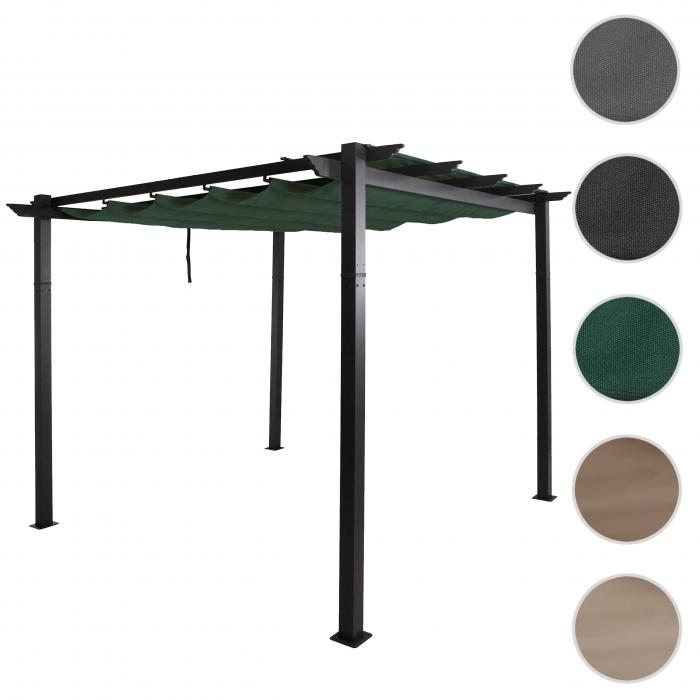Aluminium Pergola HWC-N93, Gartenpavillon Pavillon Garten, stabiles 8cm-Gestell Schiebedach UV50+ 3x3m ~ grn