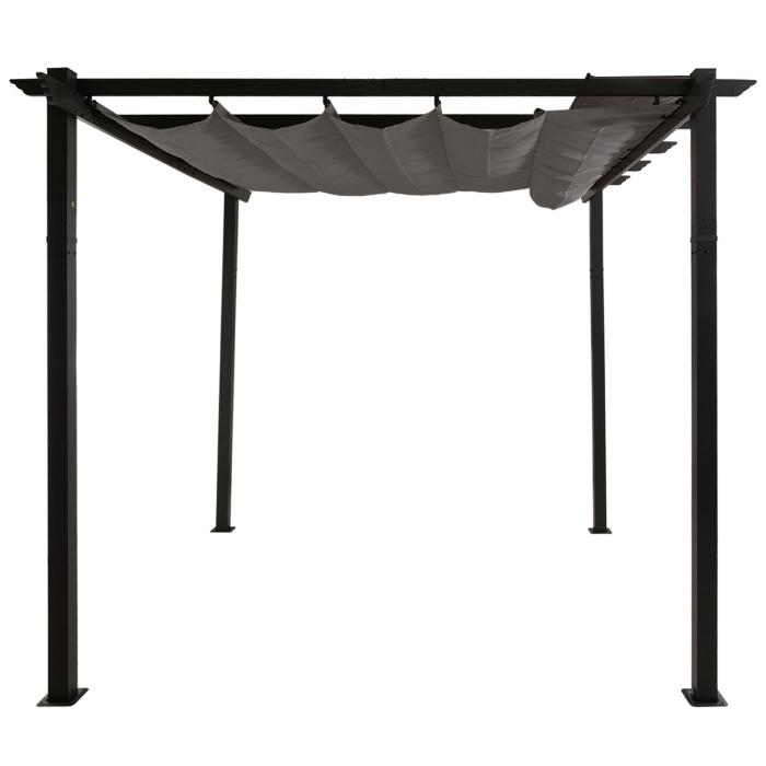 Aluminium Pergola HWC-N93, Gartenpavillon Pavillon Garten, stabiles 8cm-Gestell Schiebedach UV50+ 3x4m ~ grau